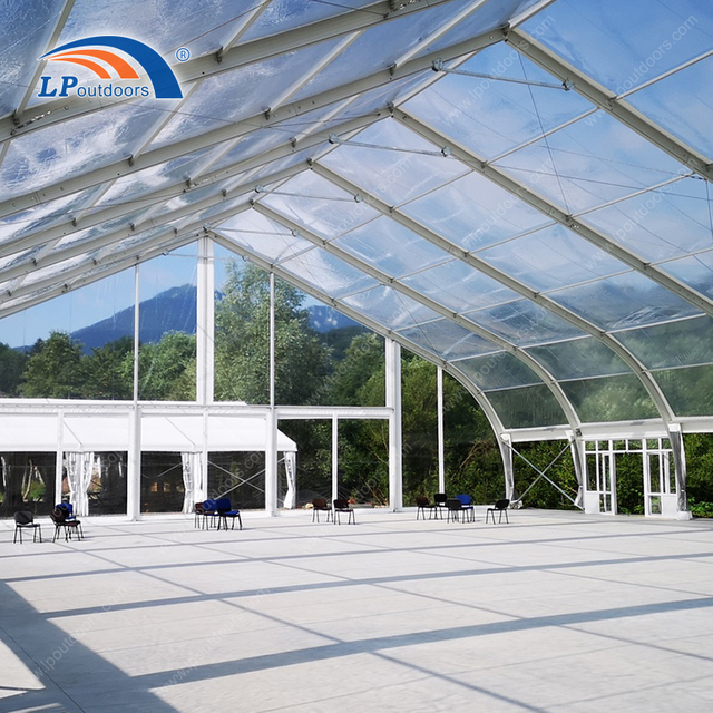 Роскошная алюминиевая рама с прозрачным верхом, структура ткани из ПВХ, шатер для свадебной вечеринки, изогнутая крыша, прозрачная рамная конструкция, строительная палатка для продажи