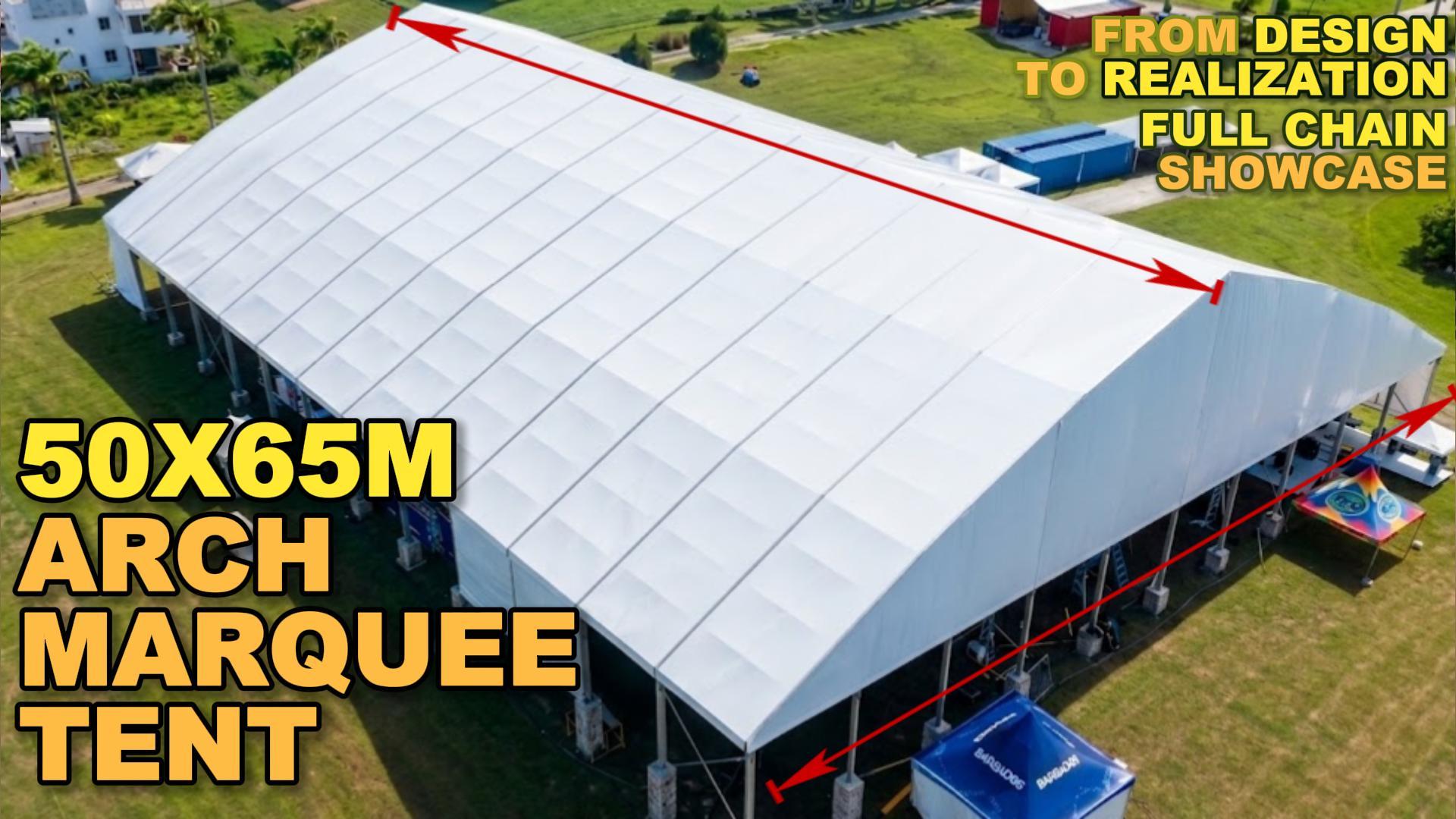 Огромная арочная палатка мирового класса размером 50x65 м | Демонстрация проекта структуры LP